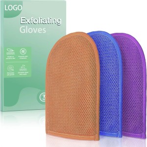 Custom Logo Nylon African Exfoliating Gloves Scrubber Bath Sponge for Exfoliation Shower Body Back Washing Exfoliating Mitts