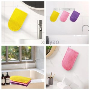 Custom Logo Nylon African Exfoliating Gloves Scrubber Bath Sponge for Exfoliation Shower Body Back Washing Exfoliating Mitts