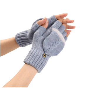 Custom Men's Half-Finger Magic Gloves Winter Warm Acrylic Mittens for Outdoor Sports Comfortable and Soft for Cycling FishingCustom Men's Half-Finger