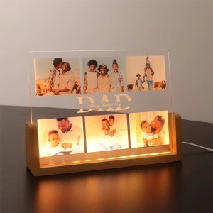 Wholesale 3D LED Night Lamp U-Shape Wooden Photo Frame Acrylic Calendar Stand Customizable Bulk Order for Desktop Novelty Gifts