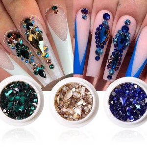 Most Popular in 2024 Multi-Shape Flat Colorful Round Crystal Rhinestones Mixed Sizes 3D Nail Rhinestones Wholesale