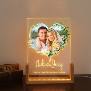Wholesale 3D LED Night Lamp U-Shape Wooden Photo Frame Acrylic Calendar Stand Customizable Bulk Order for Desktop Novelty Gifts