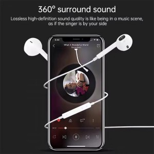 High Quality 8 Pin Interface Stereo Music Earphone Wired Earphones & Headphones White