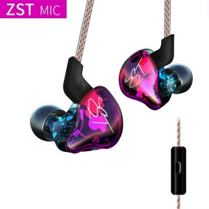 KZ ZST Wired Music Earphones Headphones Noise Cancelling Stereo Sound Dual Hybrid Driver Premium Audio Experience