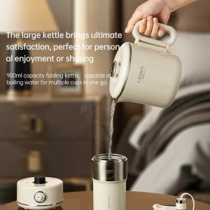 Travel Portable Small Electric Kettle Stainless Steel for Boiling Water Mini Cooking Pot Folding Tea Kettle Office and Home Use