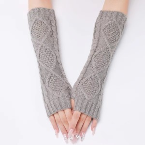 Women's Knit Crochet Fingerless Custom Thumb Hole Mittens Arm Warmers