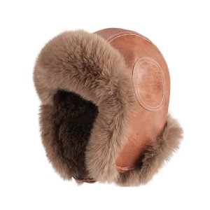 FF3072 PU Leather Earflap Hunting Trooper Winter Hat Fuzzy Fluffy Warm Ski Cycling Cap Plush Lined Russian Ushanka Trapper Hat